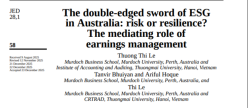ESG tại Úc: "Con dao hai lưỡi" – Rủi ro hay Khả năng phục hồi? Công bố quốc tế của TTNC&PTKHCN trên tạp chí Journal of Economics and Development (ESCI IF 4.7, Scopus Q2, ABDC: C)